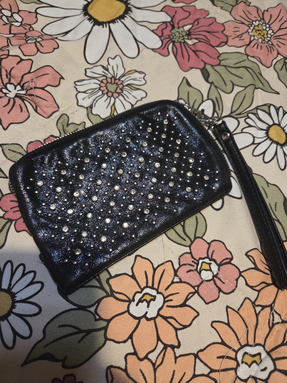 Miss Me Black Studded Wristlet Clutch
